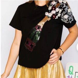Queen of Sparkles Popping Champagne Tee